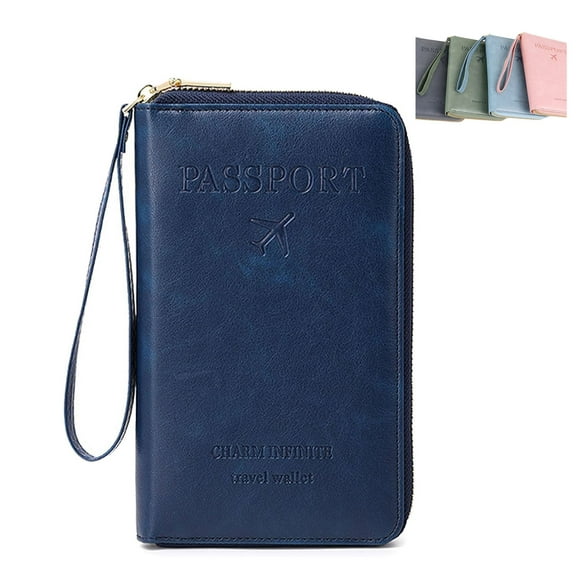 Multi-Function RFID Travel Passport Wallet with Phone Pocket - Ultimate Passport Holder for Women & Men | Holds Phones, Passports, Cash, Cards & Boarding Passes (Blue)