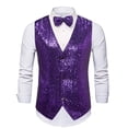 thumbnail image 1 of pstuiky Camisetas sin mangas para hombre, Blusa sin mangas con cuello en V, botones y pajarita con bolsillos estampados a la moda para hombre Chaleco de hombre xl, 1 of 3