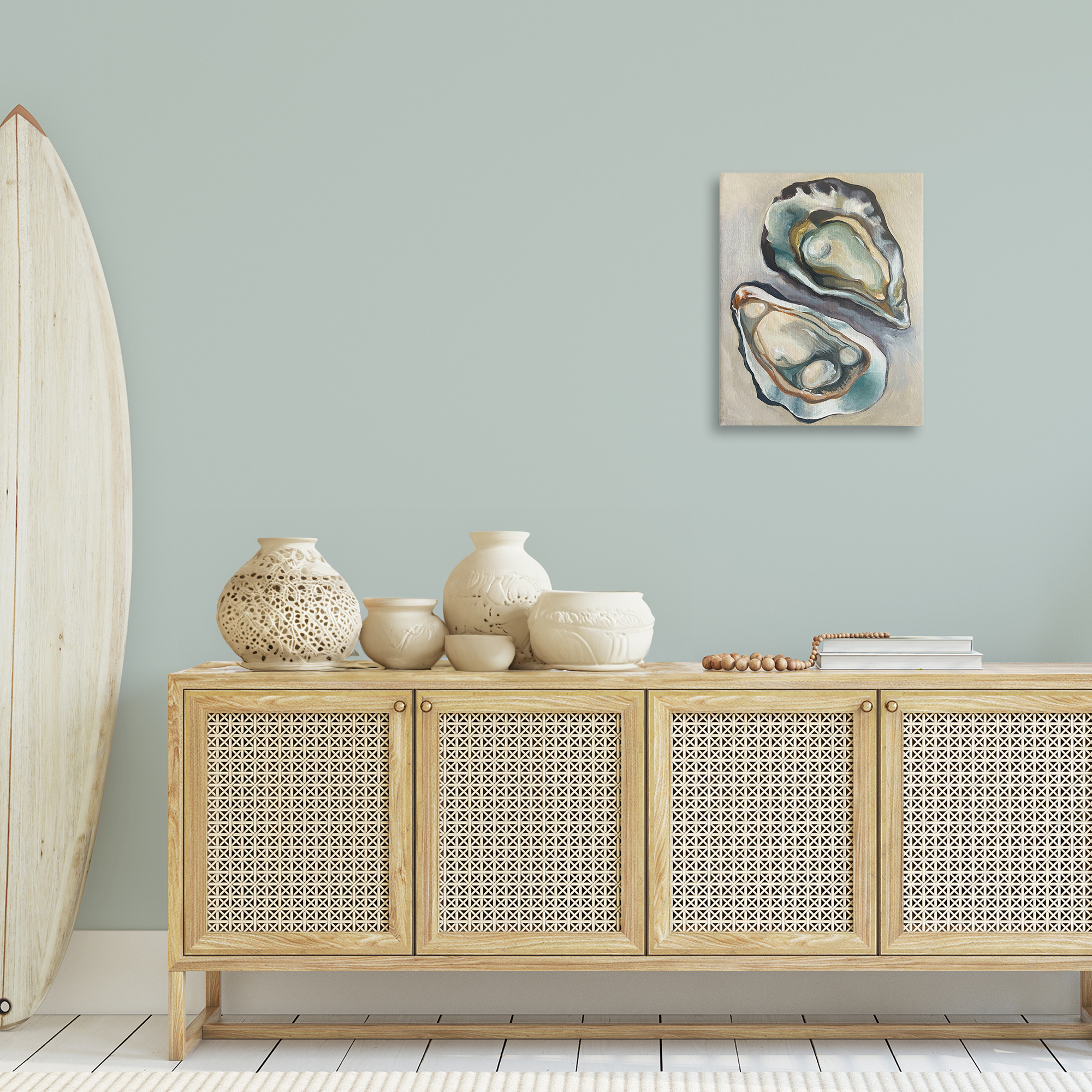 Stupell Industries Nautical Oyster Duo Animals Painting Wrapped Canvas Art Print Wall Art, 16 x 20