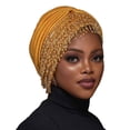 thumbnail image 4 of XASZHN Turban à Franges Multi-Couches pour Femmes Musulmanes Couverture de Chimiothérapie Cancer Or_002 m, 4 of 6