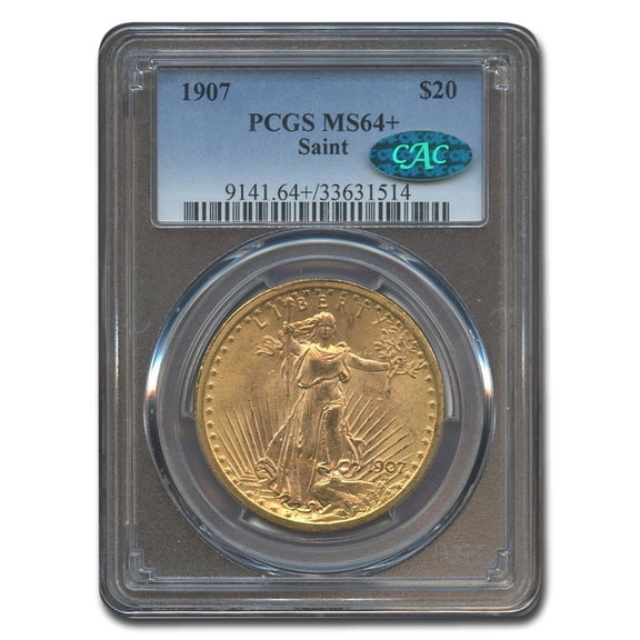 1907 $20 St Gaudens Gold Double Eagle MS-64  PCGS CAC
