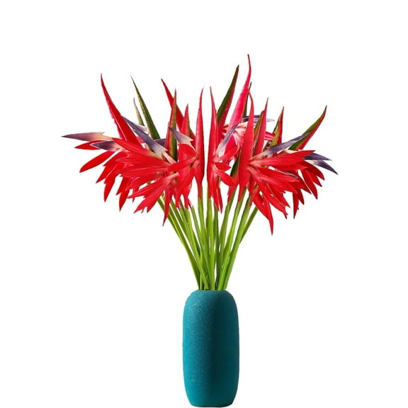 NOGIS Artificial Flowers 10 Pcs Bird of Paradise 22.4" Permanent Flower,Strelitzia Tropical Imitation Plant Flower Bouquets for Office Home Party Decorations,Arrangement Potted Plants (Red)