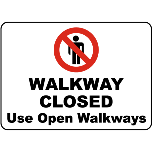 Walkway Closed Use Open Walkways Safety Notice Signs For Work Place Safety 10x7 Aluminum Sign