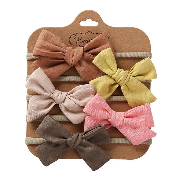 5Pcs Toddler Kids Bow Hair Ties, Little Girls Elastic Bowknot Hairband Hair Accessories for Baby Girls