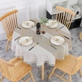 thumbnail image 4 of Elegant Rustic Tablecloth for Dining Table, Cotton Linen Fabric with Dustproof Spill-resistant Properties, Perfect for Indoor Outdoor Use, Khaki, Round 140 cm, 4 of 6