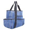 thumbnail image 3 of Bolso de malla de playa a rayas multifunción, bolso de almacenamiento de un solo hombro de playa de arena a la moda, raya azul, 3 of 8