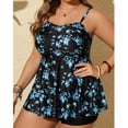 thumbnail image 7 of Tnhcen Plus Size Built - in Bra Wireless Ruched Printed Tankini Set Swimdress Bottoms Multi - color Floral Nylon Spandex, 7 of 7