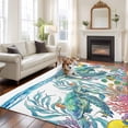 thumbnail image 3 of Area Rug 60×96in, Watercolor Sea Turtle Coral Seaweed Floor Carpet Living Room Rug, Ocean Life Fish Seahorse Non-Slip Welcome Mat Indoor Rugs for Bedroom Dining Room, 3 of 9