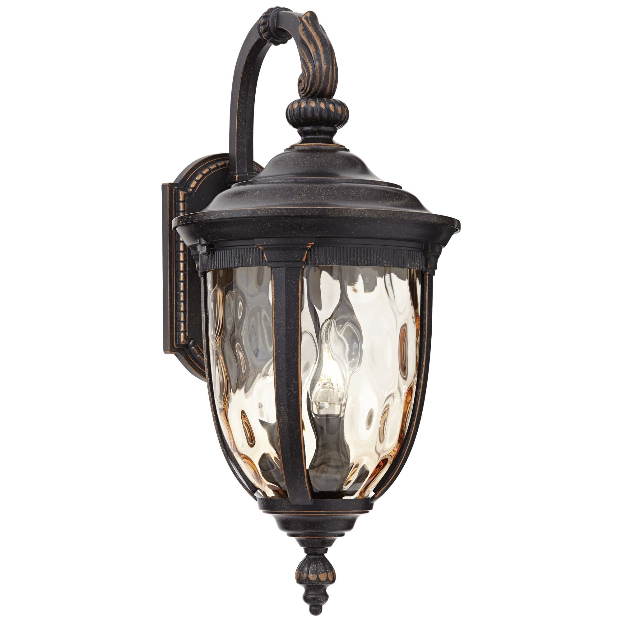 John Timberland Bellagio Vintage Rustic Outdoor Wall Light Fixture Bronze Downbridge 20 1/2" Champagne Hammered Glass for Post Exterior Barn House