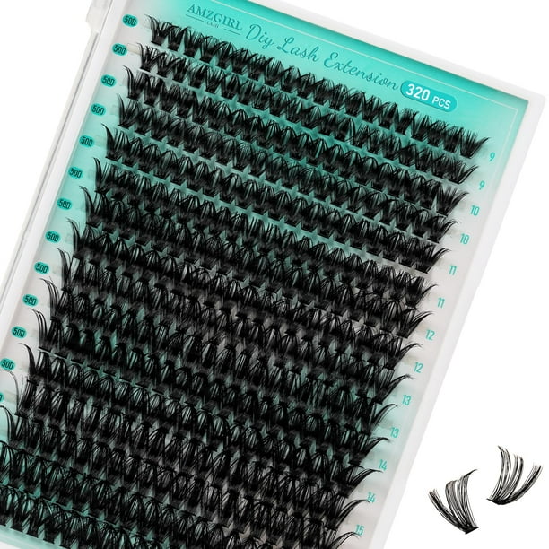 Grupos de extensiones de pestañas, 320 unidades, 50D, con aspecto natural y tenue