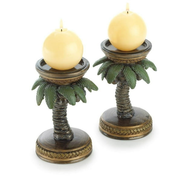 Candle Holder Stand, Coconut Tree Duo Pillar Outdoor Modern Candle