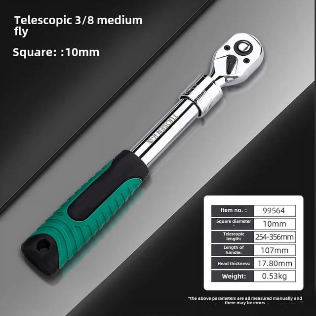 Taizhen 72-Tooth Extendable Ratchet Wrench with 1/2 Inch Socket, Quick Release Design, Polished Chrome Surface for Durable Grip, High Torque for Efficient Nut/Bolt Handling, Lightweight 0.53kg