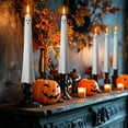 thumbnail image 5 of XGFHYJEH 2pc Halloween Ghost Flameless Taper Candles Flickering Battery Operated with Remote and Timer 3D Wick White Real Wax LED Taper Candles Halloween Dinner Decoration Indoor, 5 of 7