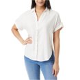 thumbnail image 1 of Gloria Vanderbilt Womens Demi Rolled Sleeve Button Up Shirt, White, X-Small, 1 of 1