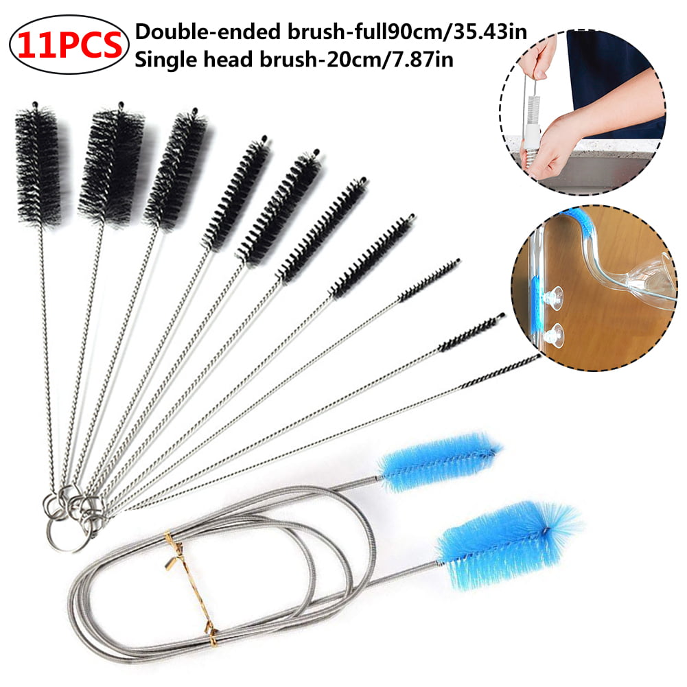 Home Kitchen Keyboard Glasses Drinking Straws 12 Pieces Aquarium Filter Brush Nylon Tube Brush Set Flexible Double-ended Hose Brush Pipe Clean Stainless Steel Long Tube Cleaning Brush for Fish Tank 