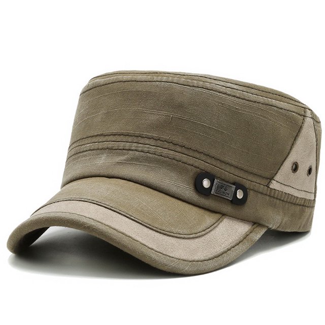 Sombrero plano informal de estilo militar para jóvenes, para primavera y otoño, para el sol, para actividades al aire libre, con ala corta, para hombre