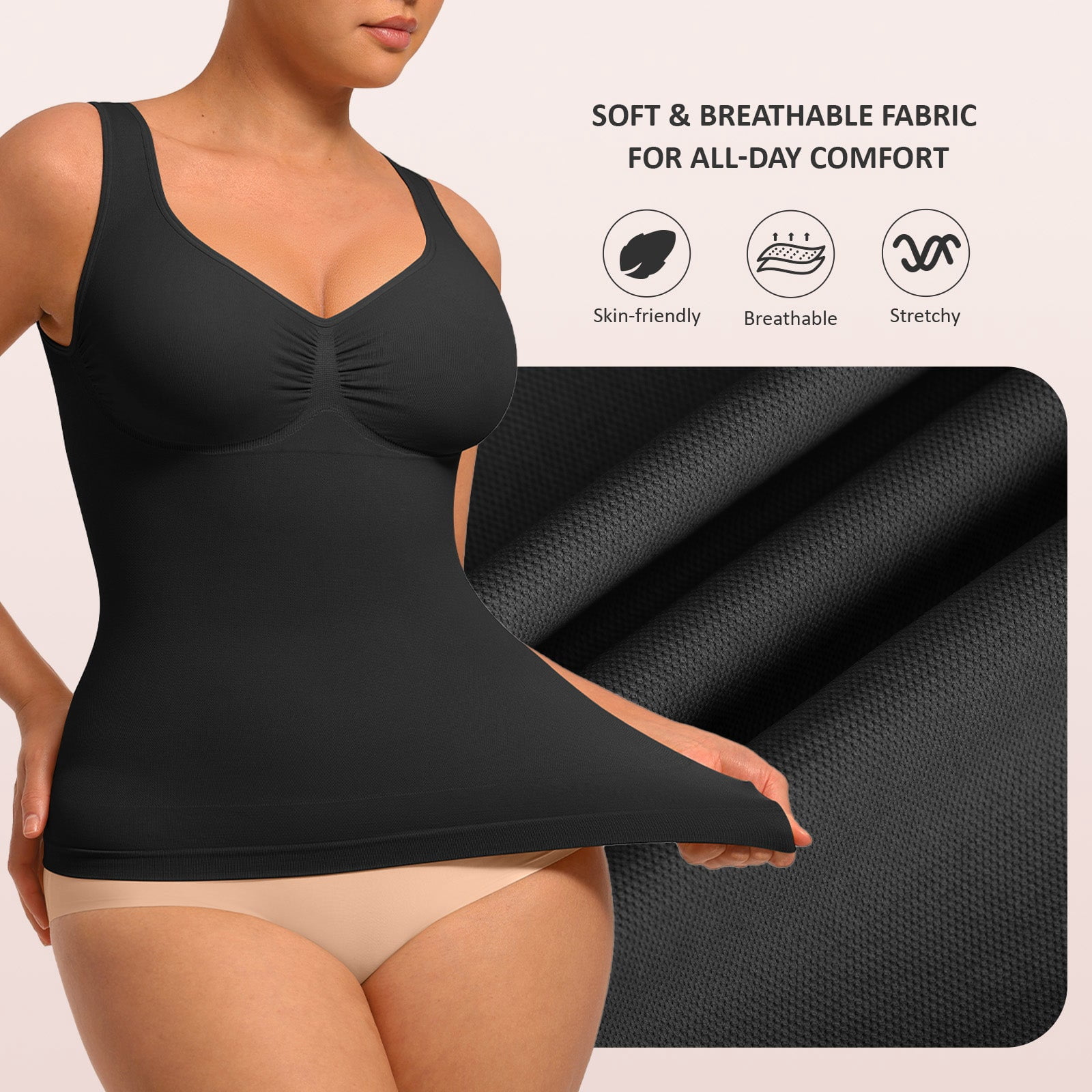 FeelinGirl Women's Bust Support Shapewear Tank with Waist and Abdomen Control, Sizes S-3XL