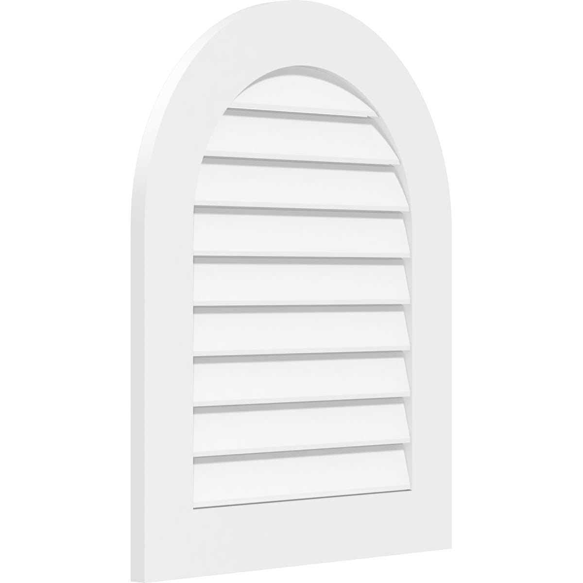 14"W x 42"H Round Top Surface Mount PVC Gable Vent: Functional, w/ 3-1/2"W x 1"P Standard Frame