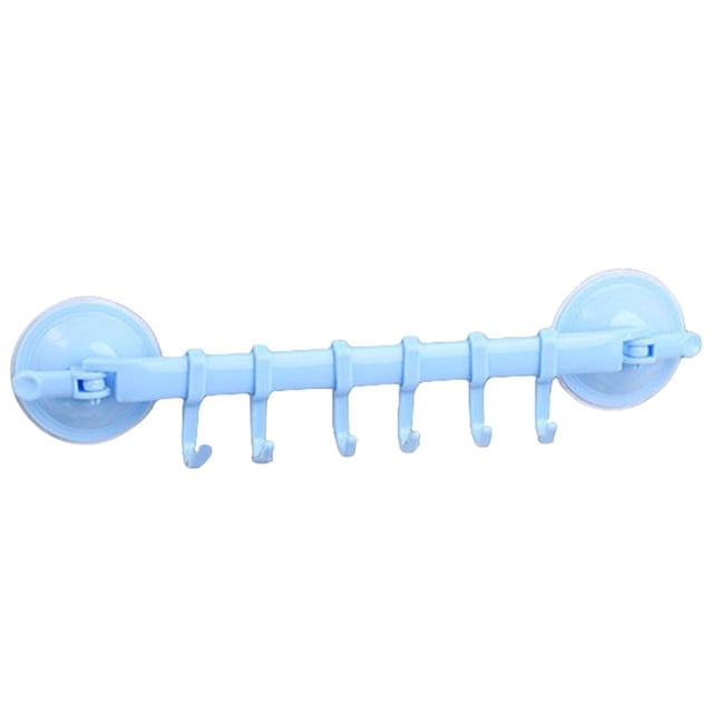 Ruiboury Home Bathroom Suction Cup Towel Bar Removeable Shower Rod 6 Hooks Hanger Towel Bar Suction Towel Rack