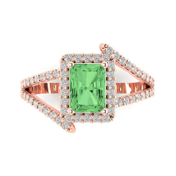 Clara Pucci 14K Rose Gold 1.94ct Green Solitaire with Accents Ring