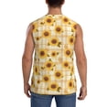 thumbnail image 4 of Fotbe Coffee Plaid Sunflower Men's Camiseta sin Mangas Estampada para Hombres, Playera Casual para Gimnasio, Entrenamiento, Playa-X-Large, 4 of 7