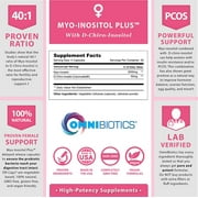 OmniBiotics Myo-Inositol & D-Chiro Inositol Supplement with 40:1 Ratio for Hormone Balance for Women - Women Supplement to Support Reproductive Health & Ovarian Function. Non-GMO - 120 Vegan Capsules