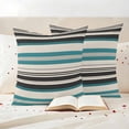 thumbnail image 3 of Green Black Grey Striped Outdoor Waterproof Pillow Covers, Farmhouse Vintage Stripe Decorative Square Throw Pillowcase Sofa Cushion Sham for Patio/Couch/Chair, 18"x18" 2 Pack, 3 of 8