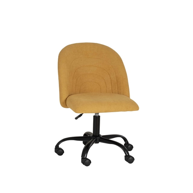 Linon Chaise de Bureau Pivotante Réglable Stormy Base en Métal Noire en Tissu Jaune