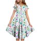 thumbnail image 1 of Vestido de verano para niña, de manga corta, con cuello redondo y estampado floral, de poliéster, con bolsillos y volantes., 1 of 5