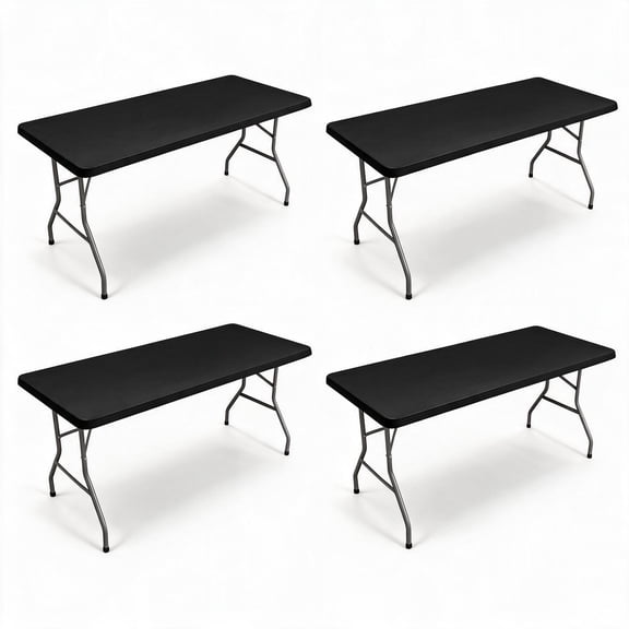 4 Pcs Stretch Rectangular Polyester Table Covers, 72.8 Inch × 31.5 Inch Washable Fitted Tablecloth, Foldable Modern Table Cloth For Outdoor Picnic, Banquet, Party & Catering Events