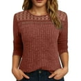 thumbnail image 2 of GEWSEY 3/4 Length Sleeve Womens Tops Lace Business Dressy Casual Blouses Spring Summer Fall Trendy Cute Work T Shirts (Coffee, XL), 2 of 6