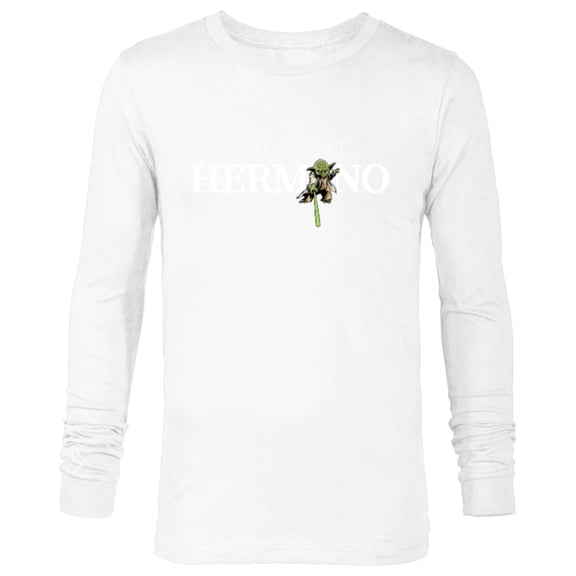 Star Wars Yoda Best Hermano Lightsaber Gift Familia Spanish- Long Sleeve T-Shirt for Men - Customized-White
