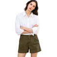 thumbnail image 6 of Women's Pleated Cotton Linen Shorts, High Rise Casual Summer Shorts with Rear Pockets, Soft Breathable Tailored Bottoms, 6 of 7