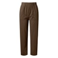 thumbnail image 4 of Pantalones vintage de pana de cintura alta para mujer: cintura elástica, pierna recta y ancha, bolsillos, pantalones de trabajo para otoño/invierno, 4 of 6