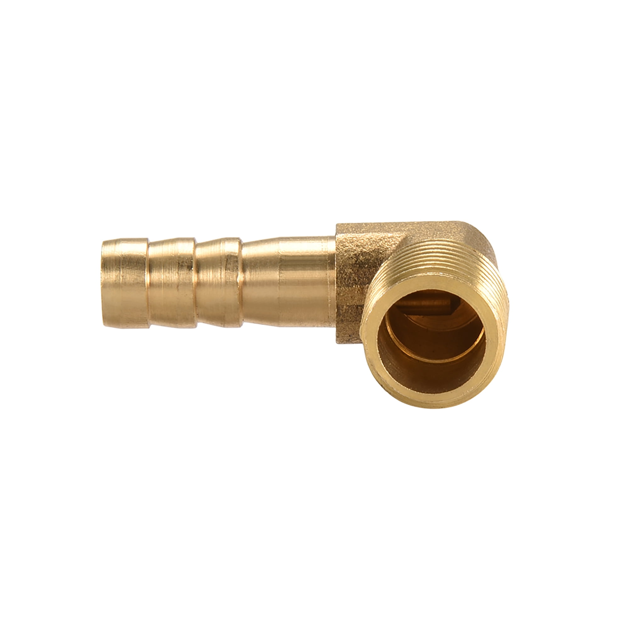 Brass Barb Hose Fitting 90 Degree Elbow 8mm Barbed x 1/4 PT Male Thread 2pcs 