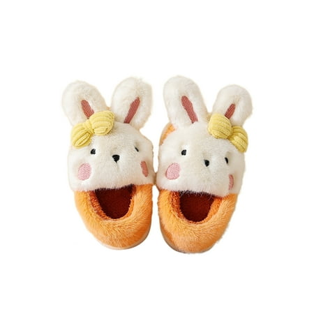 

Kesitin Kids Fuzzy Slipper Plush Lining Winter House Shoes Slip On Animal Slippers Comfort Cozy Warm Indoor Shoe Daily Cartoon Fluffy Slides Orange 13C-1Y