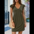 thumbnail image 2 of Vestido Tipo Chaleco Holgado con Escote en V Profundo, Mangas de y Pliegues para Mujer, Verde , Talla XL, 2 of 6