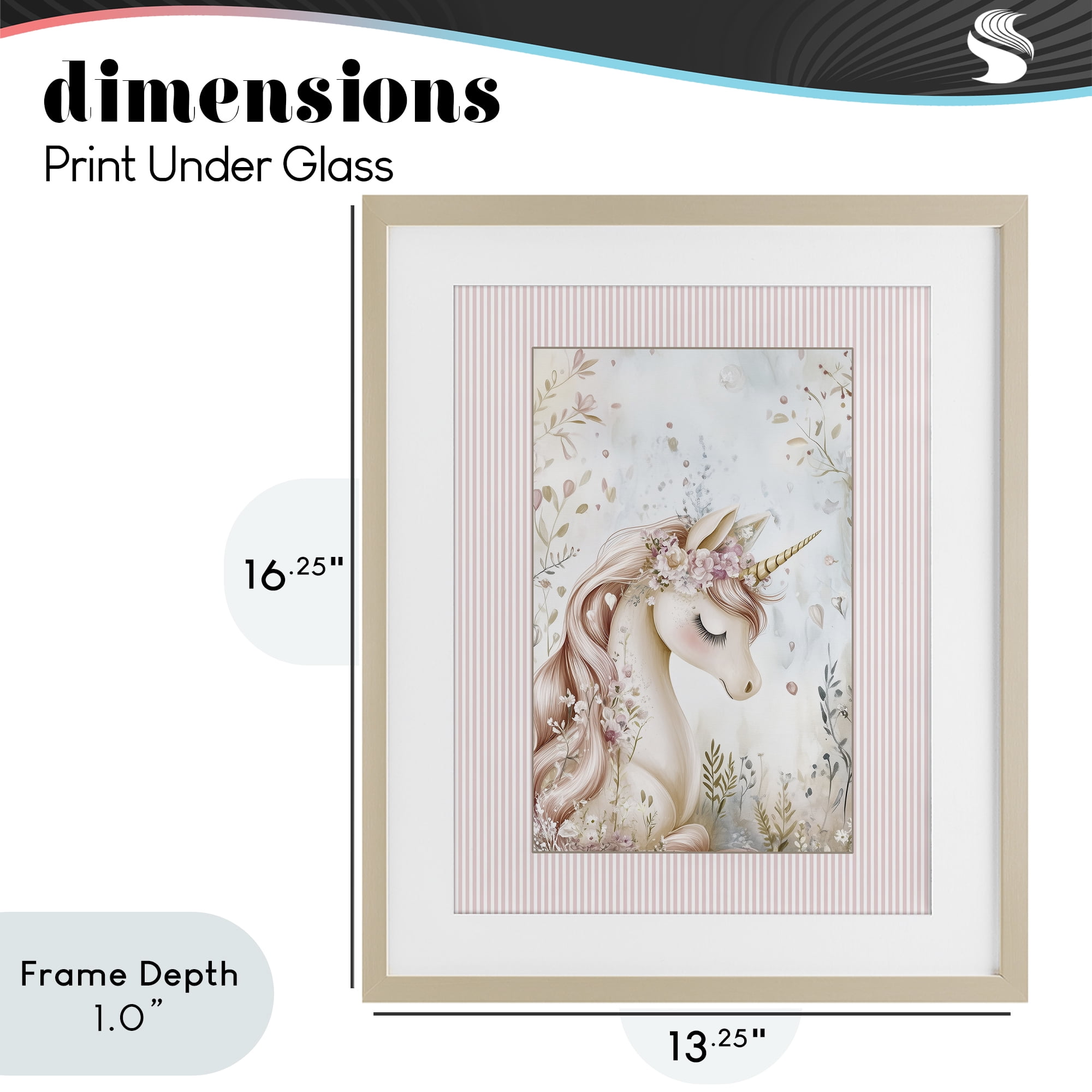 Stupell Industries Enchanted Dreams Unicorn Birch Framed Print Under Glass, design by Christine Simpson Art