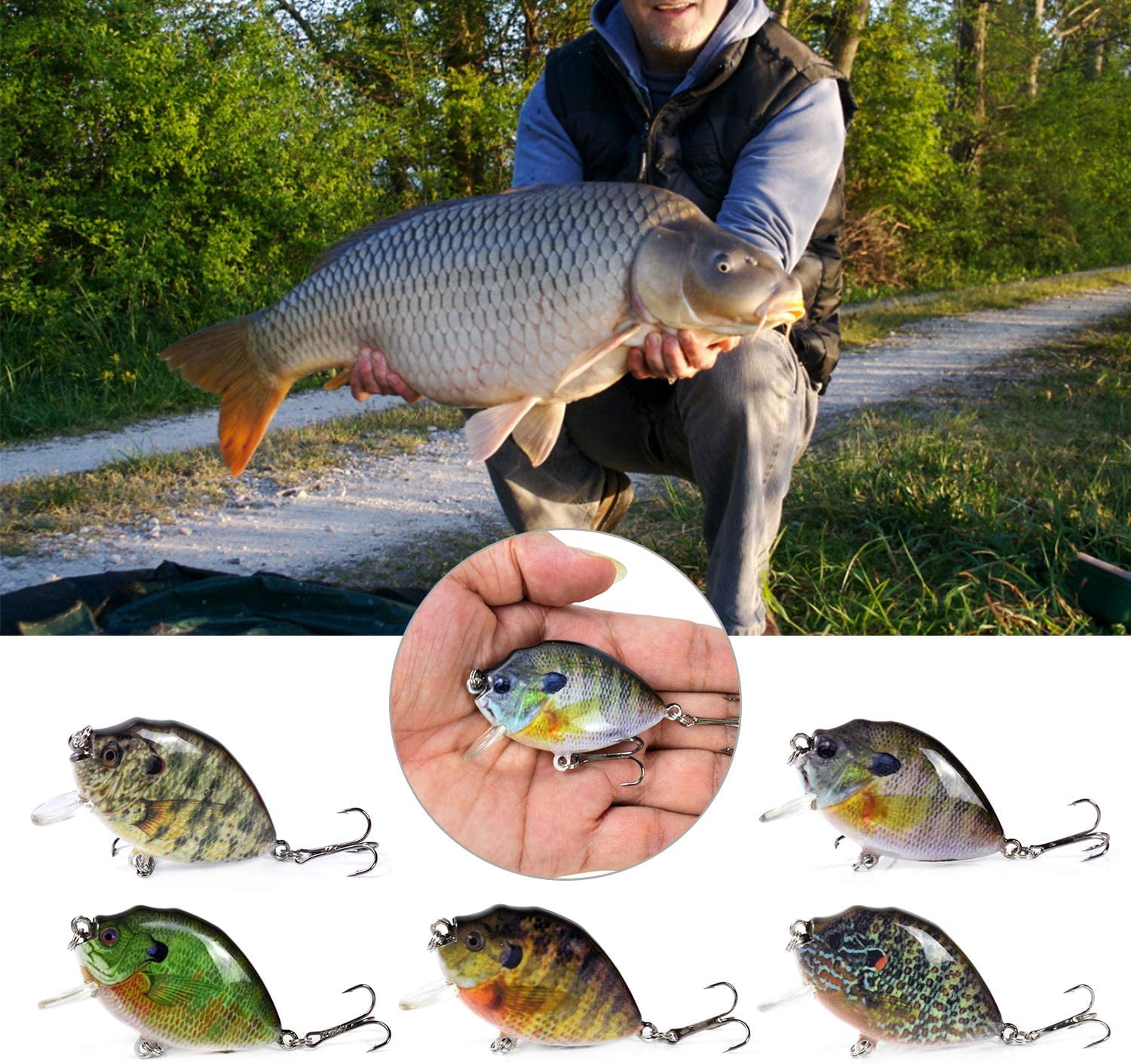 wobbler Fishing Lure, 5PCS Lures 6cm 15g Mini Wobbler Lure Artificial Hard Bait Crankbait with Tackle Box for Fish Bass - 5pcs