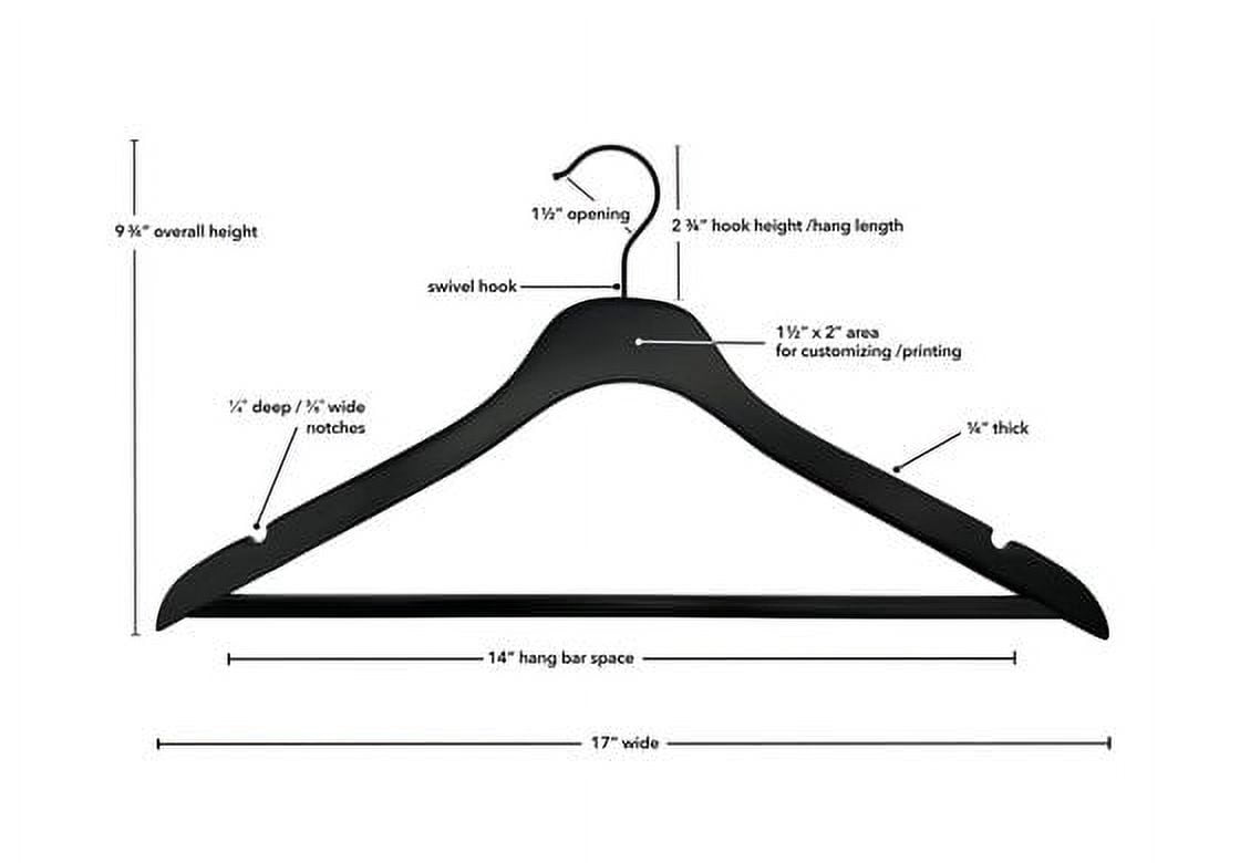 Nahanco 17” NAHANCO SlimLine Wooden Suit Hanger With Pant Bar - High Gloss White W/ Gold