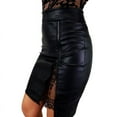 thumbnail image 5 of One opening Women High Waist PU Leather Mini Skirts Elegant OL Female Lace Floral Splicing Short Fancy Sexy Slim Pencil Skirt Skirt Clothing, 5 of 6