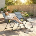 thumbnail image 2 of Outsunny Zero Gravity Chair Set of 2 with Cup Holder, Headrest, Light Grey, 2 of 10