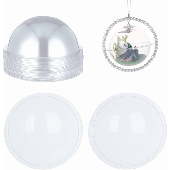 24Pcs Half Ball Dome 3.1 Inch Clear Plastic Domes Candy Holder Shaker Domes Transparent Plastic Dimensional Dome Packing Covers DIY