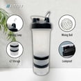 thumbnail image 5 of Botella mezcladora de proteínas Fittify con compartimentos de almacenamiento | Pre-Entrenamiento, Proteínas, Suplementos | 16,9 onzas (500 ml) [Negro], 5 of 5