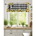 thumbnail image 2 of Yellow Sunflower Cow Farmhouse Kitchen Valances for Windows Black And White Check Plaid Valance Curtains&nbsp; for Kitchen /Living Room/Bedroom/ Bathroom Decor, 42"x12 " ,Rod Pocket 1 Panel,, 2 of 7