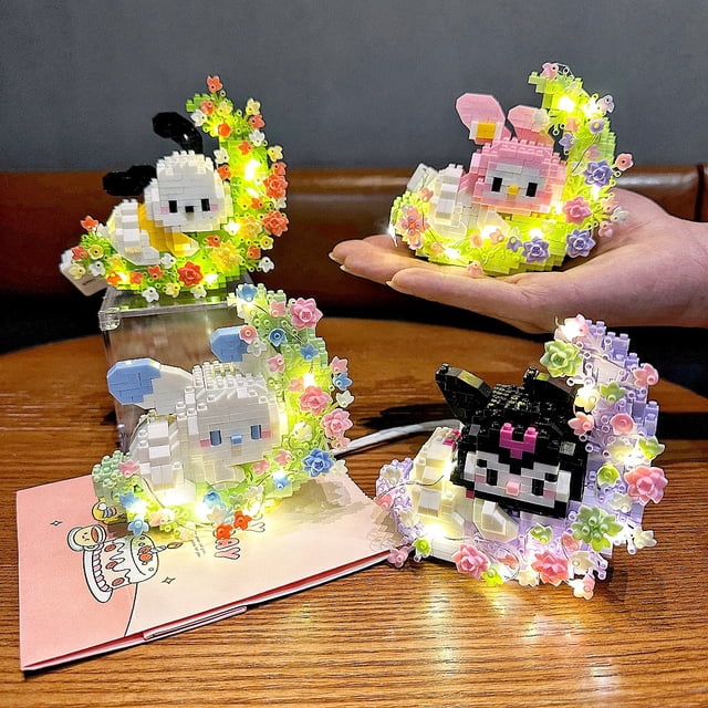 Nuevo Mini perro gato Panda mapache lindo mascota pequeños bloques de construcción modelo serie decoraciones juguetes para niños regalo de Navidad