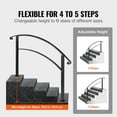 thumbnail image 5 of VEVOR Handrails for Outdoor Steps, Fit 1 or 5 Steps Outdoor Stair Railing, Black Wrought Iron Handrail, Flexible Front Porch Hand Rail, Transitional Handrails for Concrete Steps or Wooden Stairs, 5 of 10
