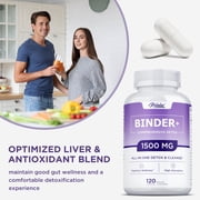 Binder Detox - Activated Carbon, Zeolite - Liver Detox & Cleanse, Digestive Health - 120 Capsules