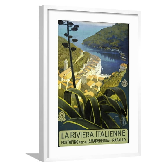 Art.com Trav Riviera Italienne Giclee Print, White Frame Wall Art, 21" x 29"