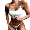 thumbnail image 2 of Neinkie Women's Thong Bikini Swimsuit Chain Strap 2 Piece Bathing Suit Set, 2 of 7